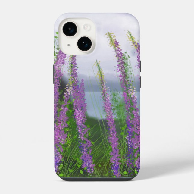 Funda Para iPhone Hermosas Flores de Lupino Junto al Lago (Reverso )