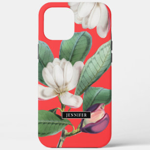 Funda Para iPhone 12 Pro Max Hermosas Flores de Magnolia Botánicas con Nombre