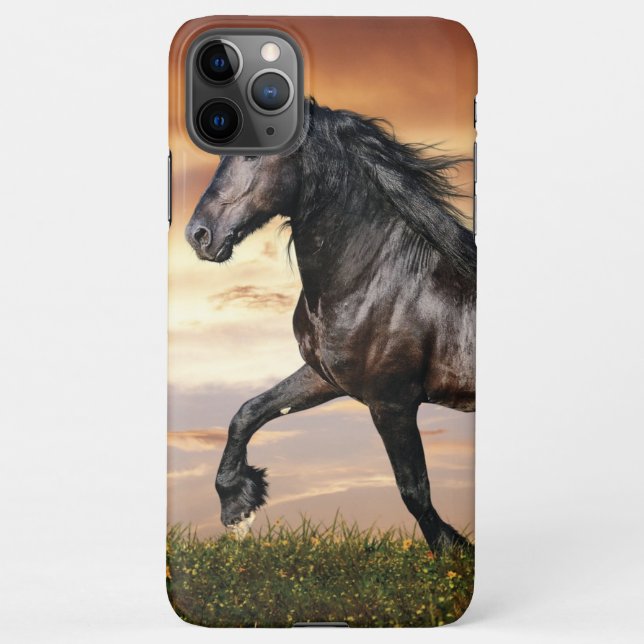 Funda Para iPhone Hermoso caballo negro (Reverso)