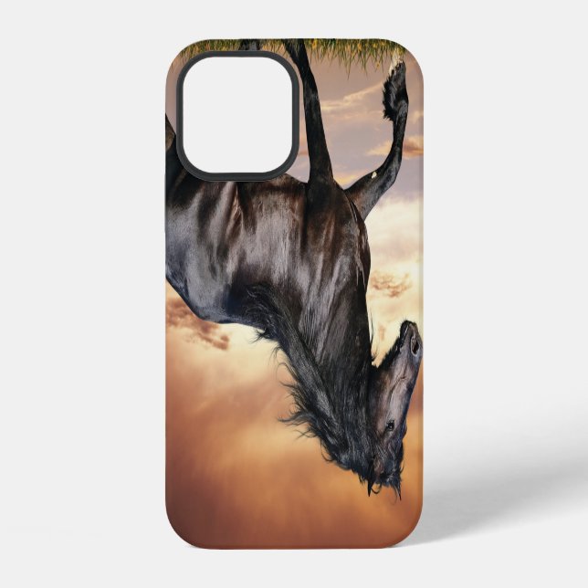 Funda Para iPhone Hermoso caballo negro (Reverso )