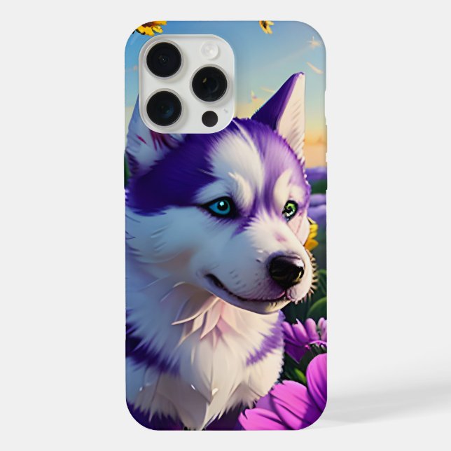 Funda Para iPhone Hermoso cachorro de husky dos (Reverso )