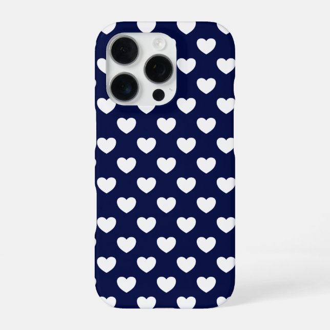 Funda Para iPhone Hermoso Corazón Azul Oscuro Y Blanco (Reverso)
