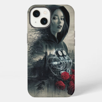 Hermoso diseño chica con iPhone Hoodi negro