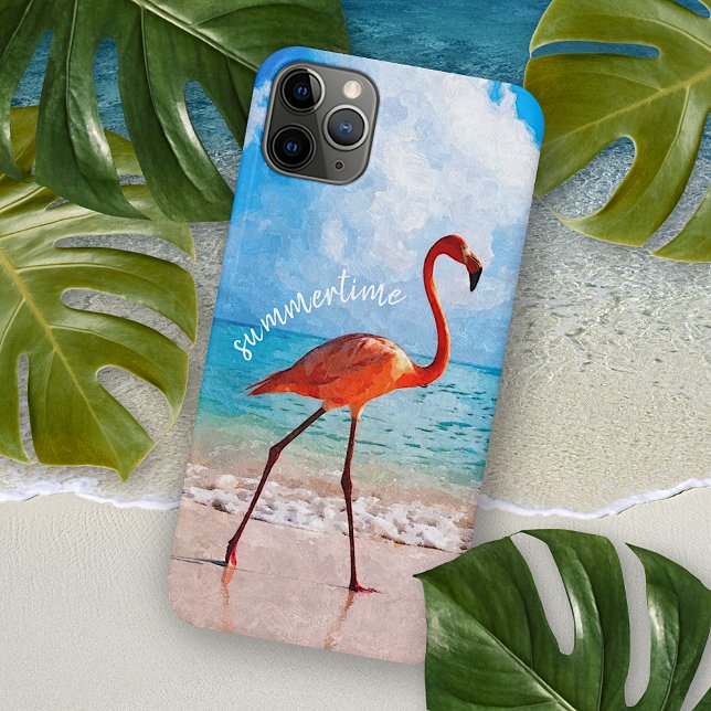 Funda Para iPhone Hermoso Elegante Flamingo Beach Watercolor Art (Subido por el creador)