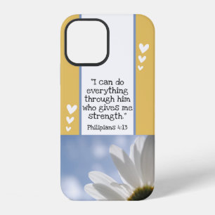 Funda Para iPhone 12 Hermoso modelo de foto de margarita con versículo 