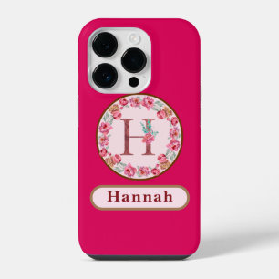 Funda Para iPhone 14 Pro Hermoso Monograma H Floral