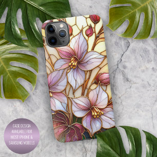Funda Para iPhone 16 Pro Max Hermoso patrón de arte floral en vidrio tintado