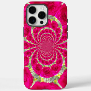 Funda Para iPhone 16 Pro Max Hermoso Patrón de Caleidoscopio de Rosas Rojas Aso