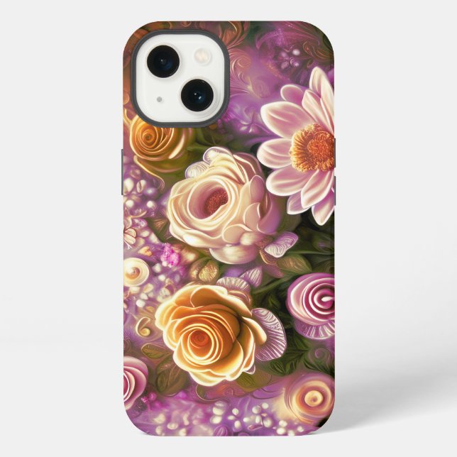 Funda Para iPhone Hermoso patrón de flores acrílicas (Reverso )
