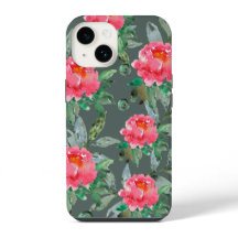 Hermoso patrón floral de peonías rosadas en acuare