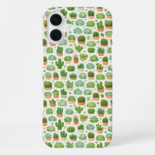 Funda Para iPhone 16 Plus Hermoso patrón sin fisuras de plantas suculentas