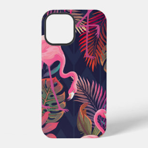 Funda Para iPhone 12 Hermoso patrón tropical sin costuras con flam rosa