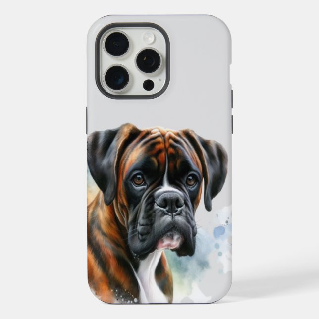Funda Para iPhone Hermoso perro boxer en acuarela (Reverso )