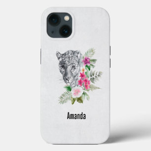 Hermoso retrato de cabeza de leopardo en acuarela