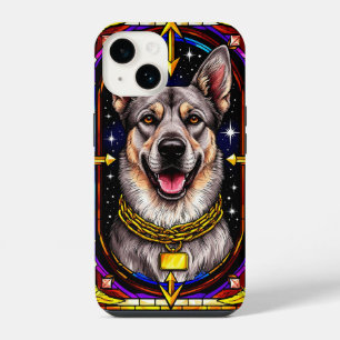 Funda Para iPhone 14 Hermoso retrato de perro en obra de arte de vidrio
