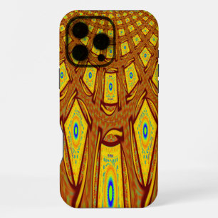 Funda Para iPhone 16 Pro Max Hermoso vector de impresión tribal africano dorado