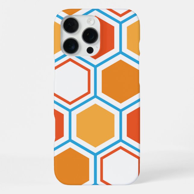 Funda Para iPhone Hexagón en naranja, azul y blanco (Reverso )