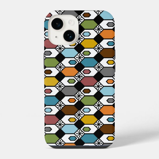 Funda Para iPhone Hexágonos y explosiones de estrellas (Reverso )