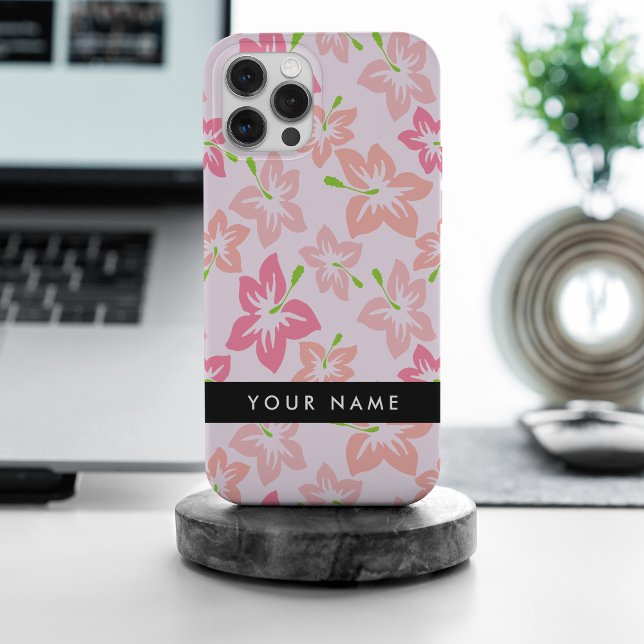 Funda Para iPhone Hibisco Rosa, Flores Rosadas, Tu Nombre (Subido por el creador)