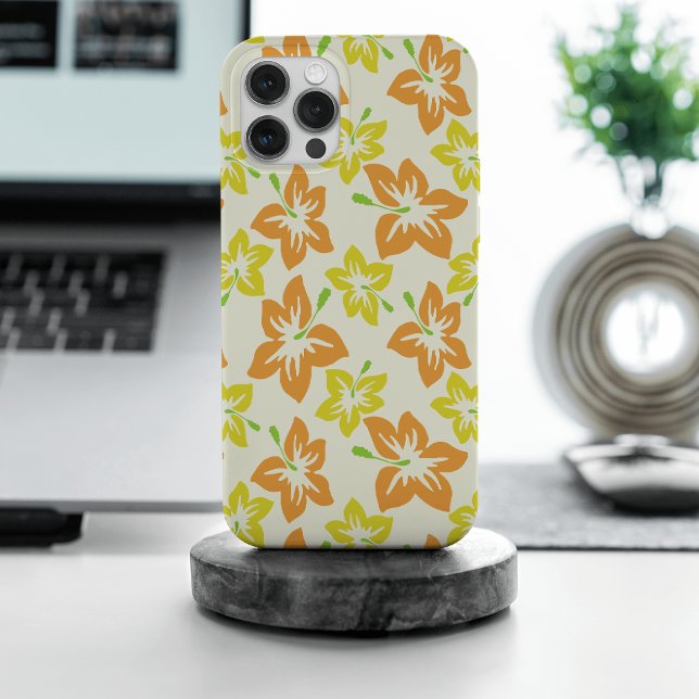 Funda Para iPhone Hibiscus amarillo, Hibiscus Naranja, patrón floral (Subido por el creador)