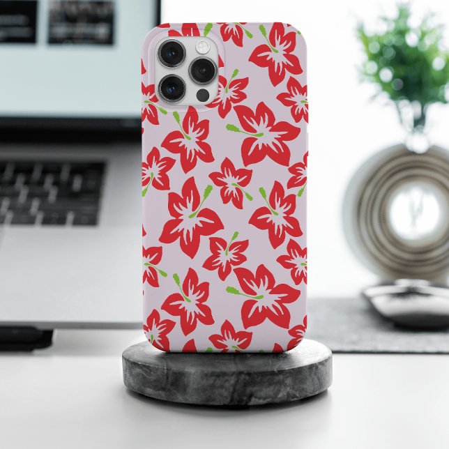Funda Para iPhone Hibiscus Rojo, Flores Rojas, Patrón De Flores (Subido por el creador)