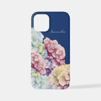 Funda Para iPhone 12 Mini Hidrangea de color de agua azul personalizado