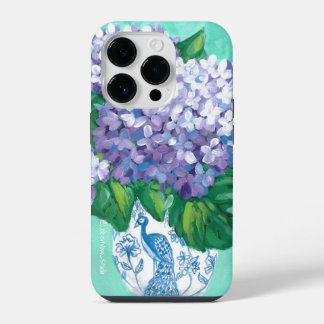 Funda Para iPhone 14 Pro Hidrangeas en la parcela de Peacock