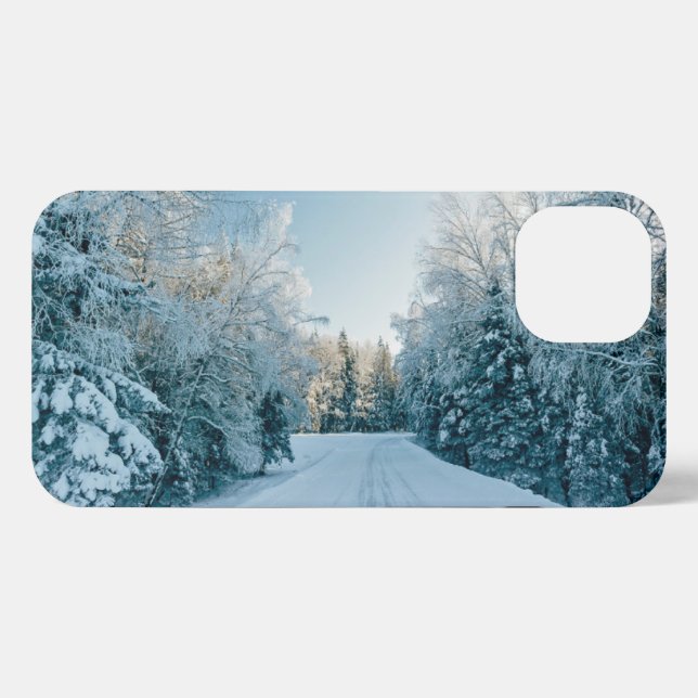 Funda Para iPhone Hielo y nieve | Camino de invierno congelado Rusia (Reverso Horizontal)