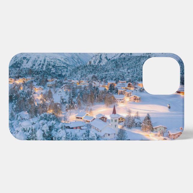 Funda Para iPhone Hielo y nieve | Graubunden, Engadin, Suiza (Reverso Horizontal)