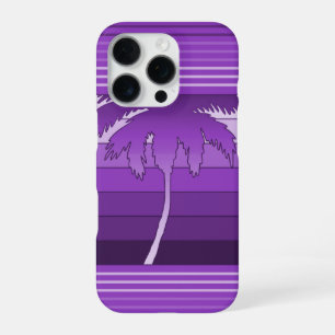Funda Para iPhone 16 Pro Hilo Palmas Hawaianas Rayadas Moradas