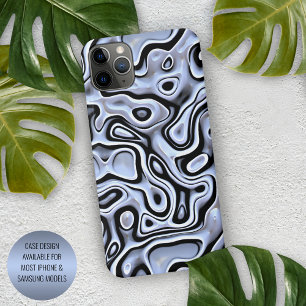 Funda Para iPhone 16 Pro Max Hip Violeta Azul Gris Negro Patrón de Arte Líquido