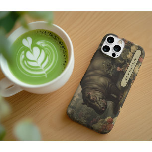 Funda Para iPhone 12 Mini Hipopótamo Botánico Vintage, personalizable 