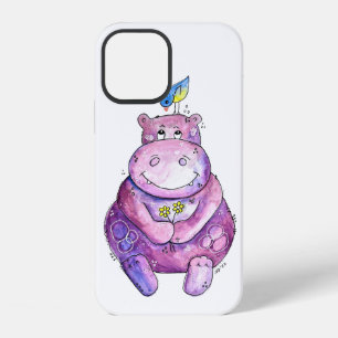 Funda Para iPhone 12 Hipopótamo Morado Caprichoso Lindo
