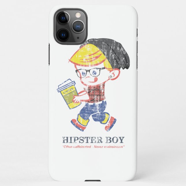 Funda Para iPhone Hipster Boy mal angustiado ilustracion de parodia  (Reverso)