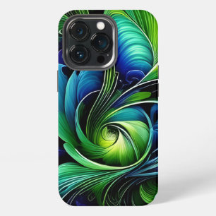 Funda Para iPhone 13 Pro Hoja abstracta azul verdosa