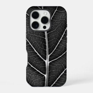 Funda Para iPhone 16 Pro Hoja brillante en blanco y negro en primer plano