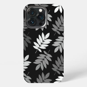Funda Para iPhone 13 Pro Hoja de anciano patrón grande negro blanco gris