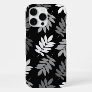 Funda Para iPhone 16 Pro Max Hoja de anciano patrón grande negro blanco gris