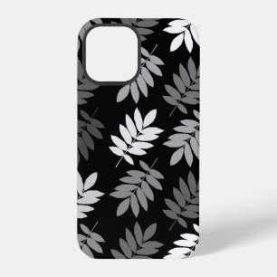 Funda Para iPhone 12 Pro Hoja de anciano patrón grande negro blanco gris