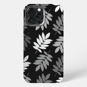 Funda Para iPhone 13 Pro Max Hoja de anciano patrón grande negro blanco gris