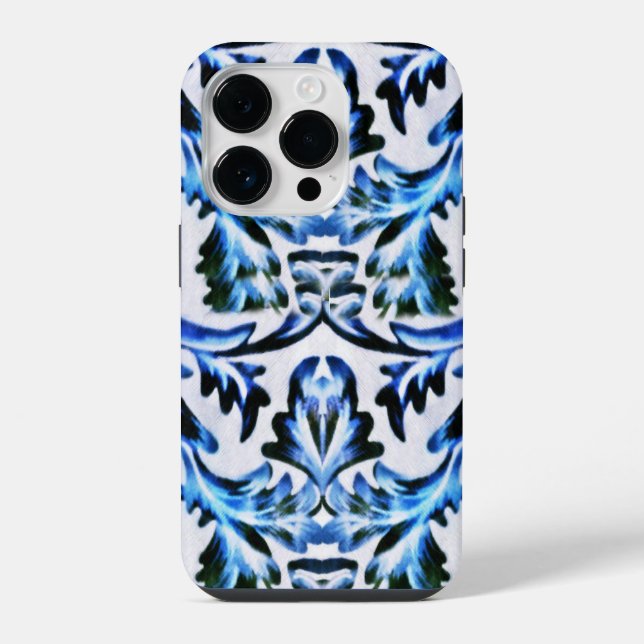 Funda Para iPhone Hoja Desfilada Azul (Reverso )