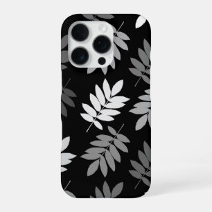 Funda Para iPhone 16 Pro Hoja Mayor Patrón Lg Negro Blanco Gris