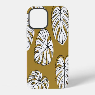 Funda Para iPhone 12 Hoja Monstera, Patrón Textil Sin Marea.