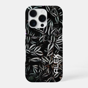 Funda Para iPhone 16 Pro Hoja oscura con bordes blancos
