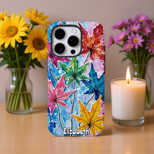 Funda Para iPhone 16 Pro Hojas de Arce Coloridas Pintura Abstracta