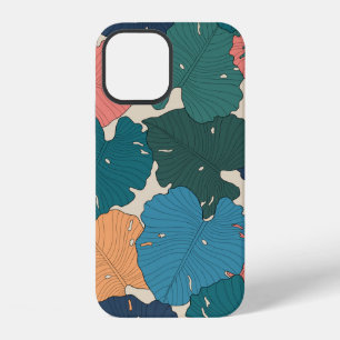 Funda Para iPhone 12 Hojas de monstera dibujadas a mano de naranja, ros