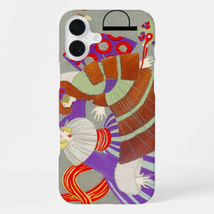 FUNDA PARA iPhone 16 PLUS HOJAS DE OTOÑO EN EL VIENTO /MONOGRAMA DE MODA Y B