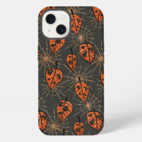 Hojas de otoño y telarañas de Halloween