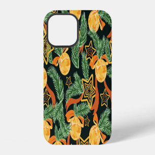 Funda Para iPhone 12 Hojas de pino, estrellas: patrón festivo