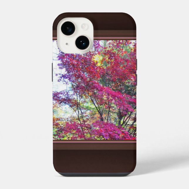 Funda Para iPhone Hojas rosadas y moradas (Reverso )